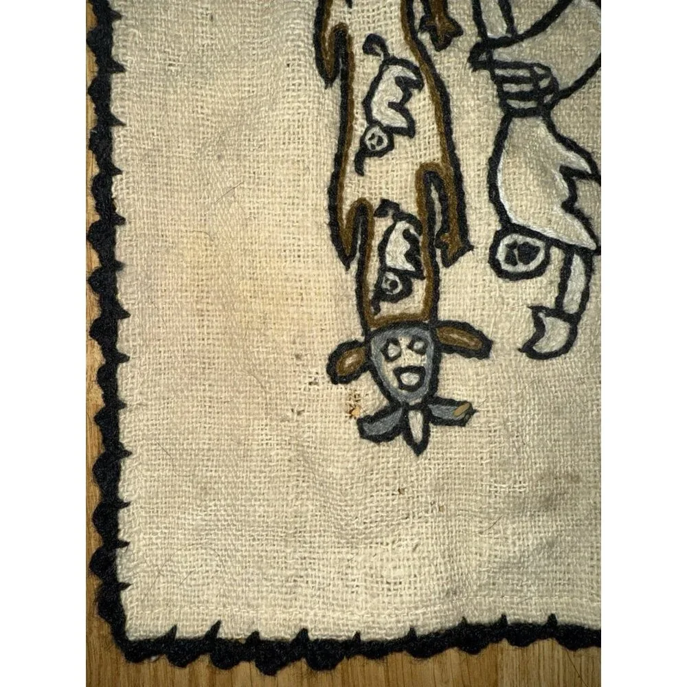 Tribal Textile Wall Art Peruvian Native Original Art Authentic Wool Vintage